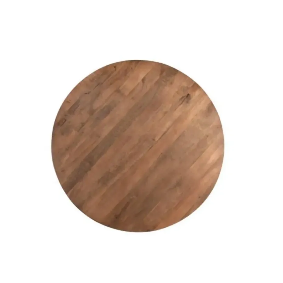 Livingfurn - Eetkamertafel Rocky Round Spider 150cm - Mangohout / Gecoat Staal