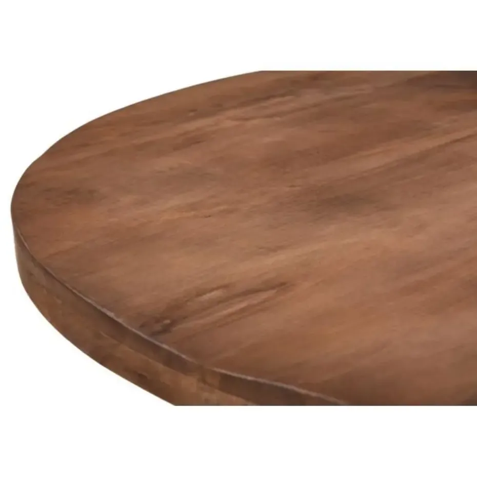Livingfurn - Eetkamertafel Rocky Round Spider 150cm - Mangohout / Gecoat Staal