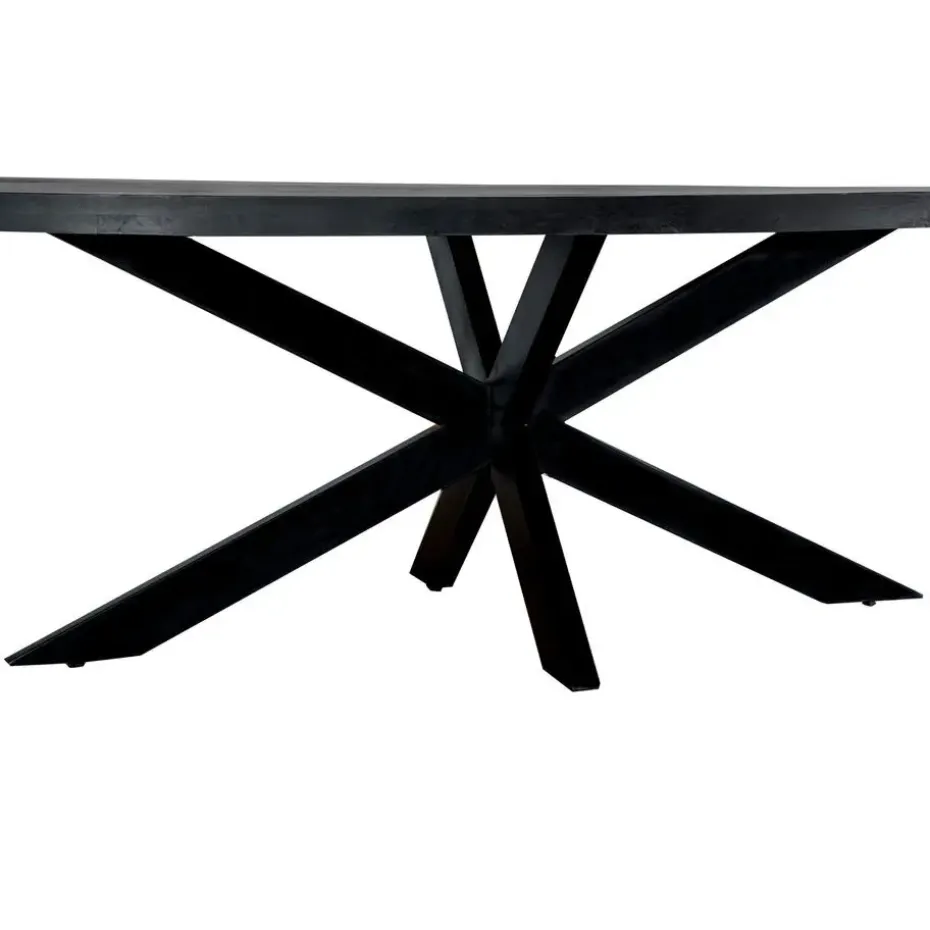 Livingfurn - Eetkamertafel Kala Oval Spider 160cm - Mangohout / Gecoat Staal