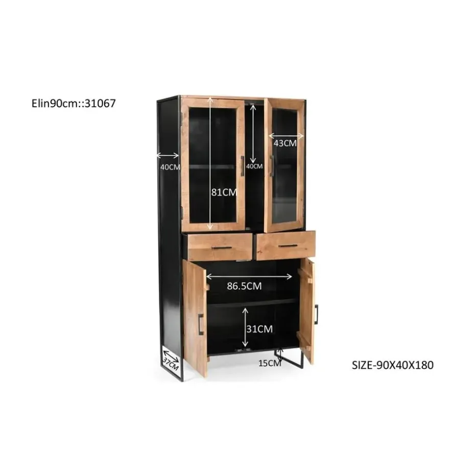 Livingfurn - Kabinetkast Elin - 90x40x180cm