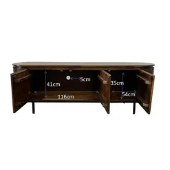 Livingfurn - TV Meubel Noor Walnut 170cm - Mangohout / Gecoat Staal