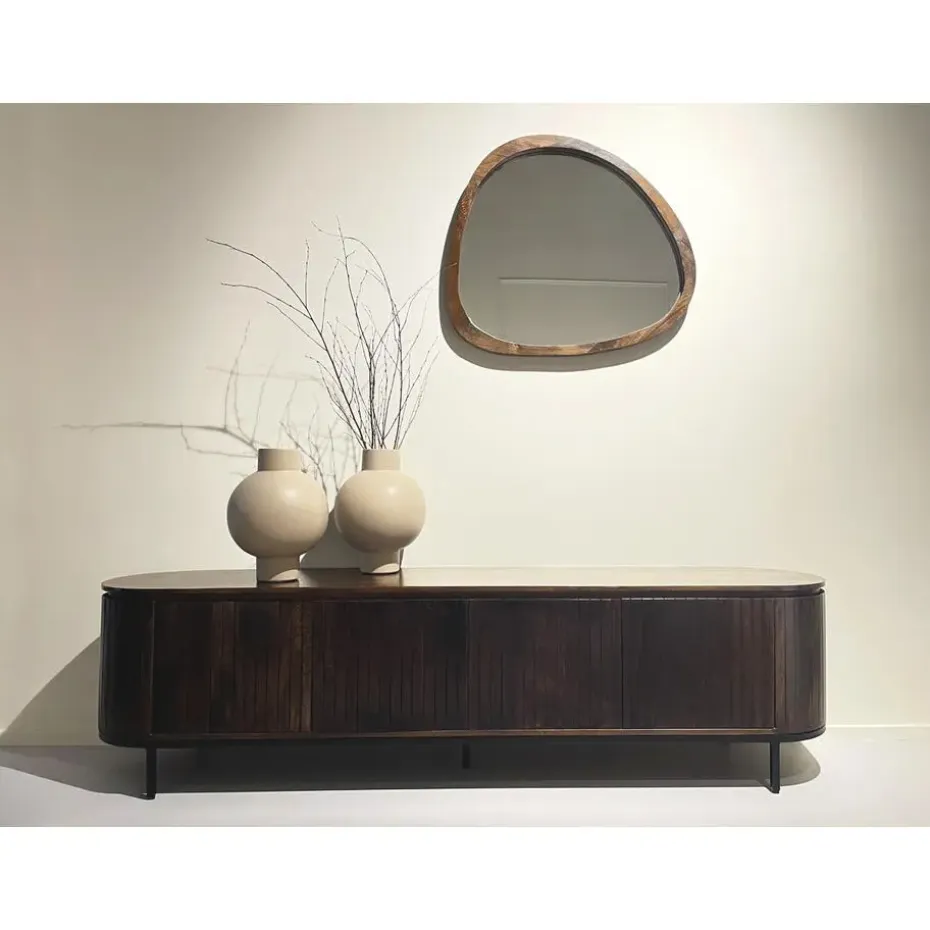 Livingfurn - TV Meubel Noor Walnut 170cm - Mangohout / Gecoat Staal