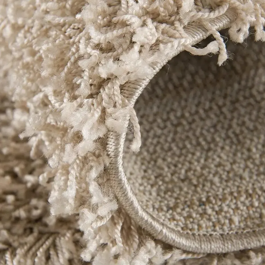 Loca Shaggy Rond Vloerkleed Beige Hoogpolig - 200 CM ROND