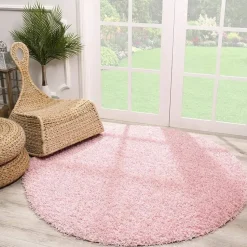 Loca Shaggy Rond Vloerkleed Licht Roze Hoogpolig - 120 CM ROND