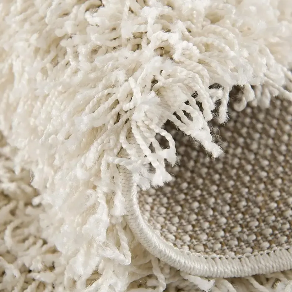 Loca Shaggy Rond Vloerkleed Creme Hoogpolig - 120 CM ROND