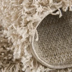 Loca Shaggy Rond Vloerkleed Beige Hoogpolig - 120 CM ROND