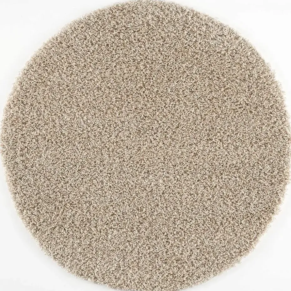 Loca Shaggy Rond Vloerkleed Beige Hoogpolig - 120 CM ROND