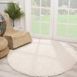 Loca Shaggy Rond Vloerkleed Creme Hoogpolig - 200 CM ROND