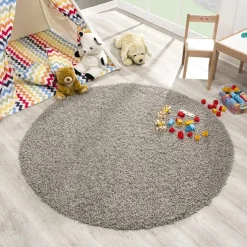 Loca Shaggy Rond Vloerkleed Lichtgrijs Hoogpolig - 150 CM ROND