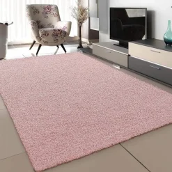 Loca Shaggy Vloerkleed – Modern Uni Effen – Roze Hoogpolig & Zacht - 160x230 CM