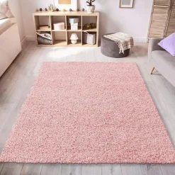 Loca Shaggy Vloerkleed – Modern Uni Effen – Roze Hoogpolig & Zacht - 160x230 CM