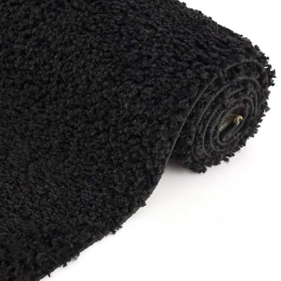 Loca Shaggy Vloerkleed – Modern Uni Effen – Zwart Hoogpolig & Zacht - 120x170 CM
