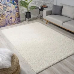 Loca Shaggy Vloerkleed Creme Hoogpolig - 200x200 CM Vierkant