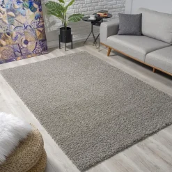 Loca Shaggy Vloerkleed Lichtgrijs Hoogpolig - 160x230 CM