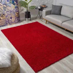 Loca Shaggy Vloerkleed Rood Hoogpolig - 160x230 CM