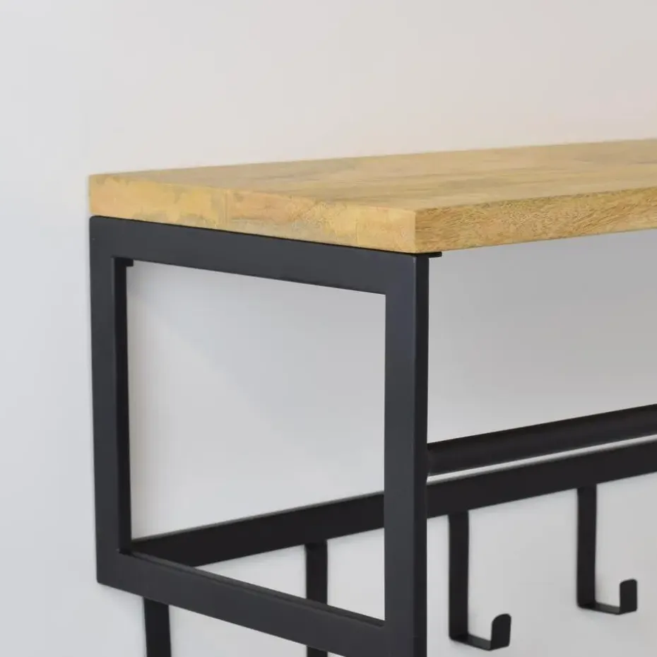 LOFT42 Kapstok Ivory - Hout – Metaal – 6 haken en Roede - 80x36x30