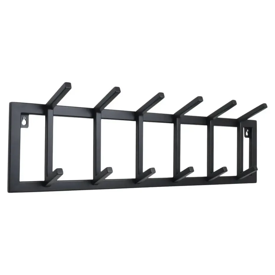 LOFT42 Kapstok Jaimy Single - Zwart – Metaal – 6 dubbele haken - 80x24x12