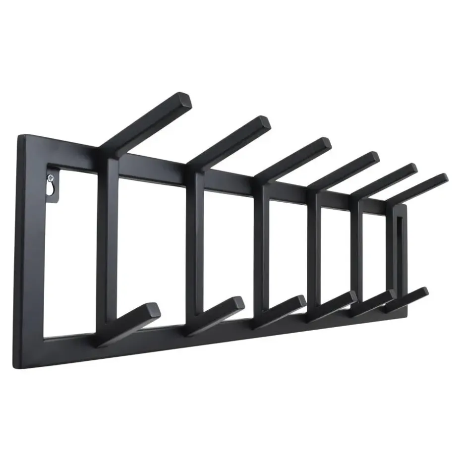 LOFT42 Kapstok Jaimy Single - Zwart – Metaal – 6 dubbele haken - 80x24x12
