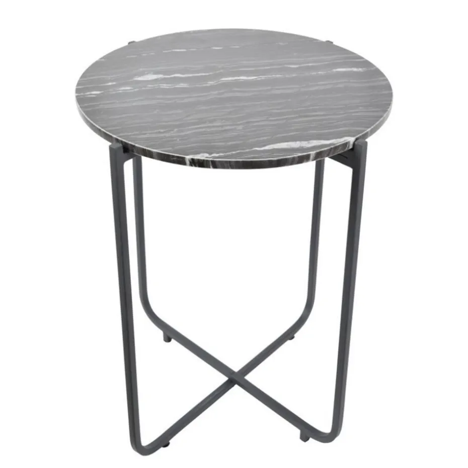 LOFT42 Marble Bijzettafel Rond Zwart - Metaal - Marmer - 55x45x45