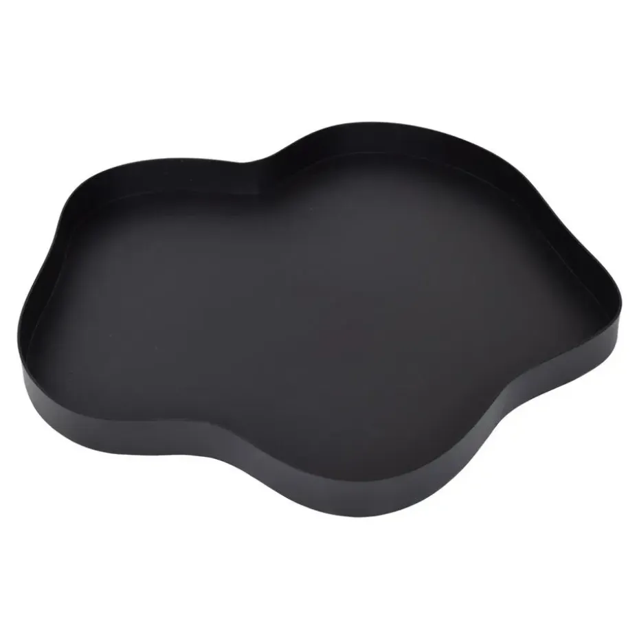 LOFT42 Serva Organisch Metalen Dienblad – Zwart – Ø40 cm