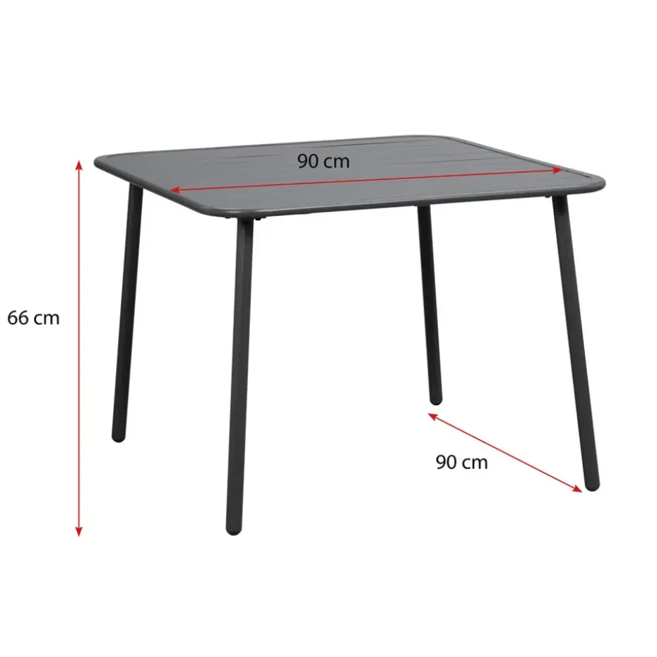 Lounge dinging tafel Paris - aluminium - 66x90x90 cm
