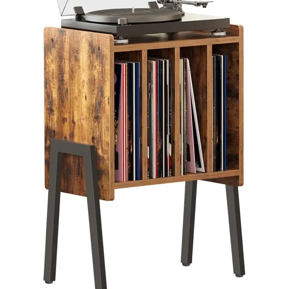 LP Opbergsysteem - Platenrek - LP Houder - Vinyl Houder - MDF - Bruin Vintage