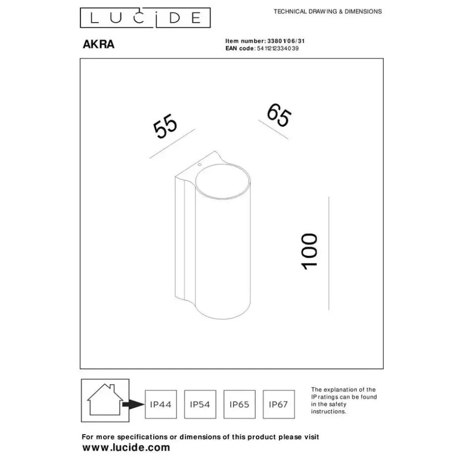 Lucide AKRA Wandlamp - Wit