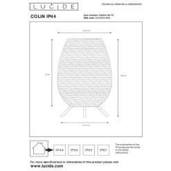 Lucide COLIN IP44 Tafellamp - Naturel