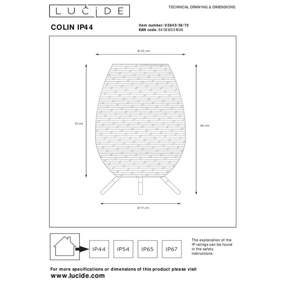 Lucide COLIN IP44 Tafellamp - Naturel