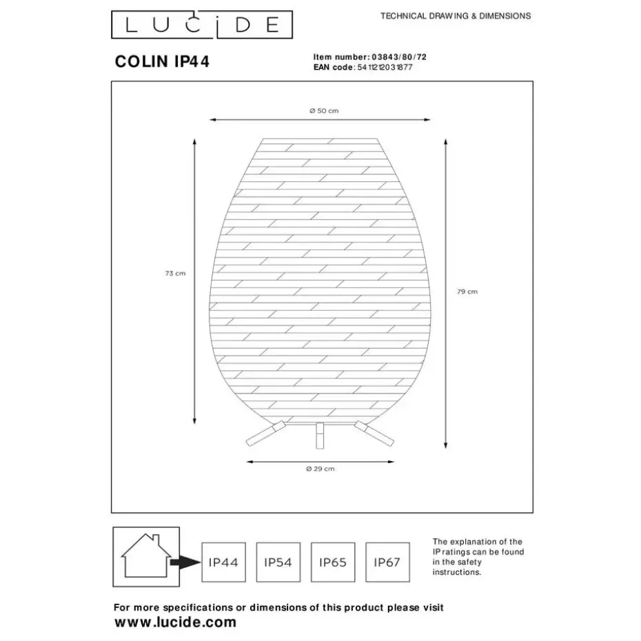 Lucide COLIN IP44 Vloerlamp - Naturel