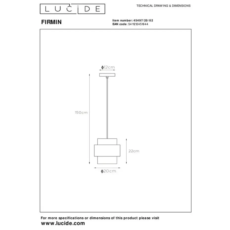 Lucide FIRMIN Hanglamp - Mat Goud / Messing