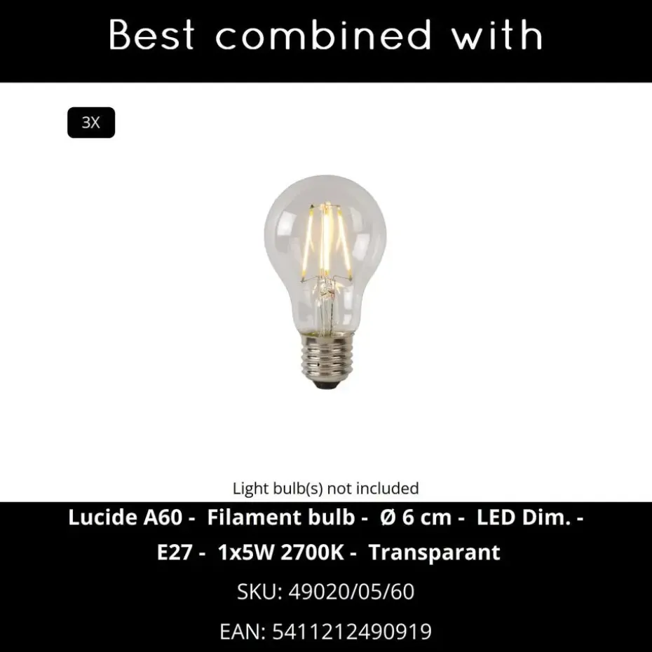 Lucide FIRMIN Hanglamp - Mat Goud / Messing