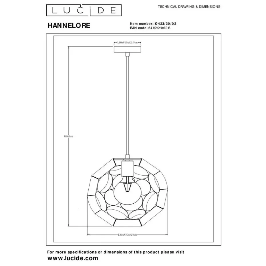 Lucide HANNELORE Hanglamp - Mat Goud / Messing