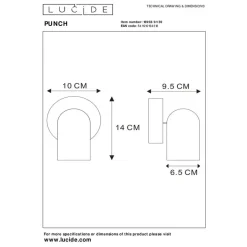 Lucide PUNCH Plafondspot - Zwart