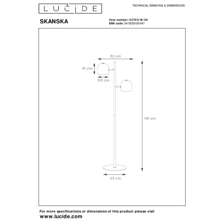 Lucide SKANSKA Vloerlamp - Zwart