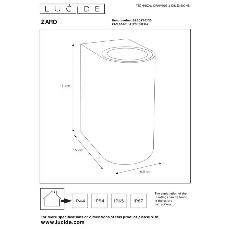 Lucide ZARO Wandspot - Zwart