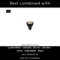 Lucide ZARO Wandspot - Zwart