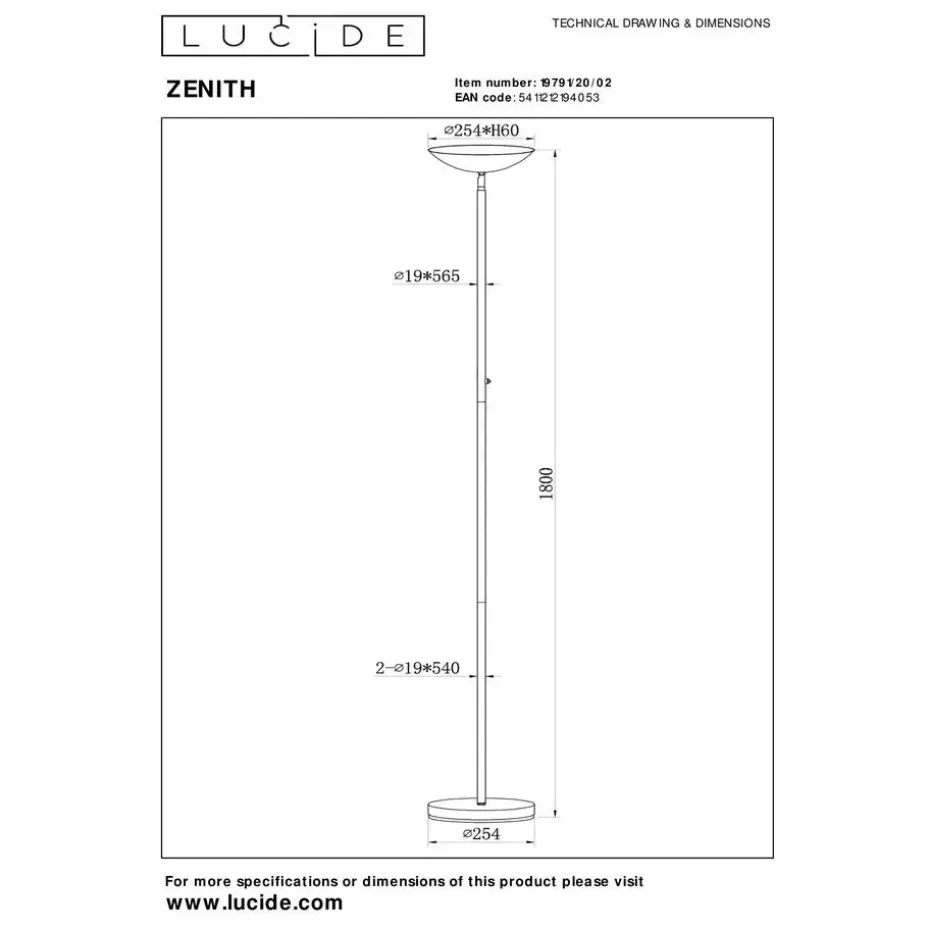 Lucide ZENITH Vloerlamp - Mat Goud / Messing