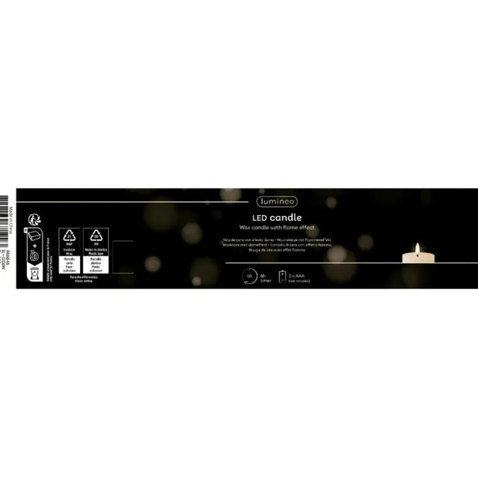 Lumineo LED kaars/stompkaars - lichtgrijs - D7,5 x H14,8 cm