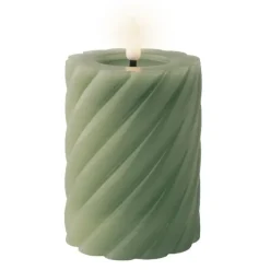 Lumineo Luxe LED kaars - groen - D7,5 x H12,3 cm - timer