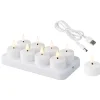 Lumineo Oplaadbare LED theelichtjes/waxinelichtjes - 8x - D4 cm