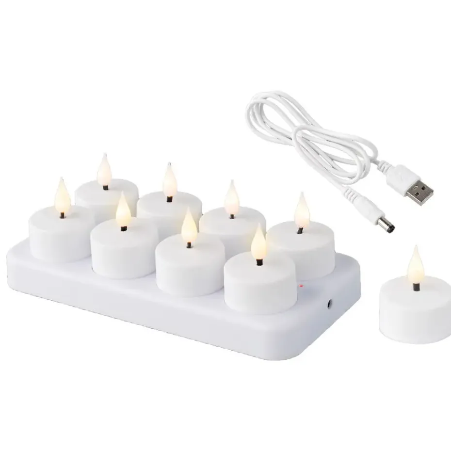 Lumineo Oplaadbare LED theelichtjes/waxinelichtjes - 8x - D4 cm