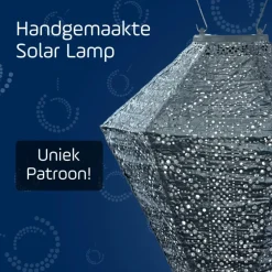 LUMIZ Solar Lampion Lace Diamond - 28 cm - Grijs Blauw