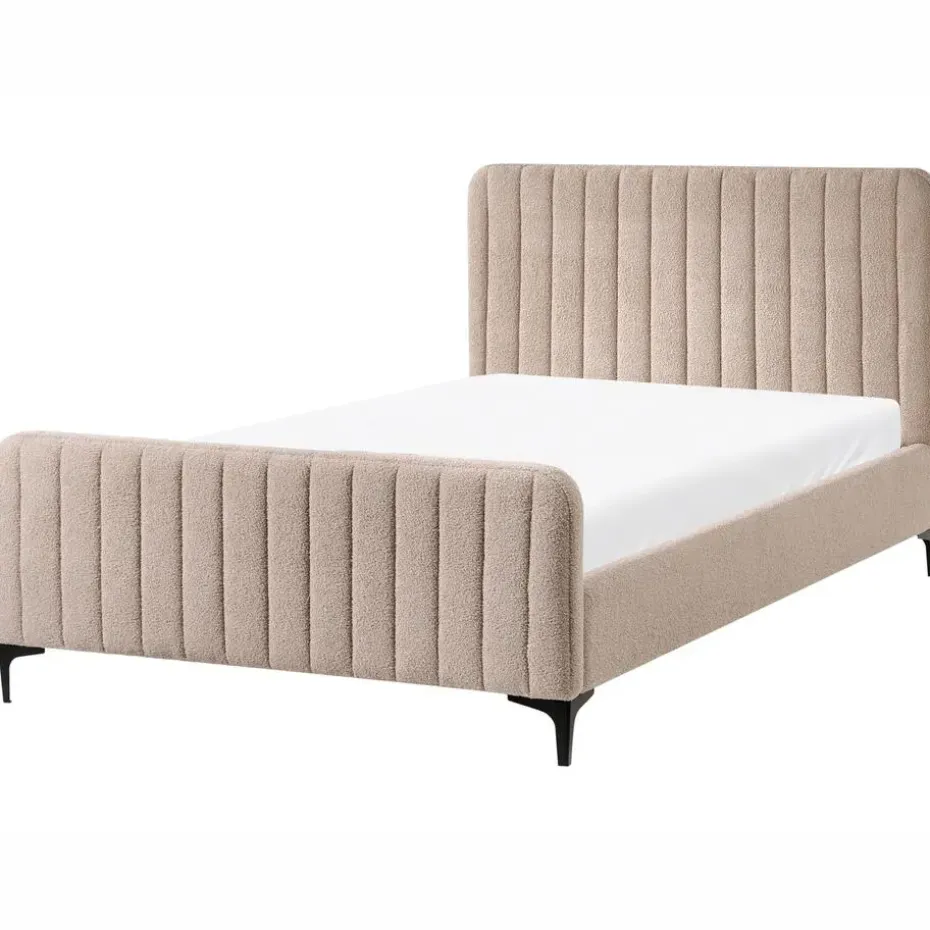 LUNAN - Tweepersoonsbed - Beige - 120 x 200 cm - Bouclé