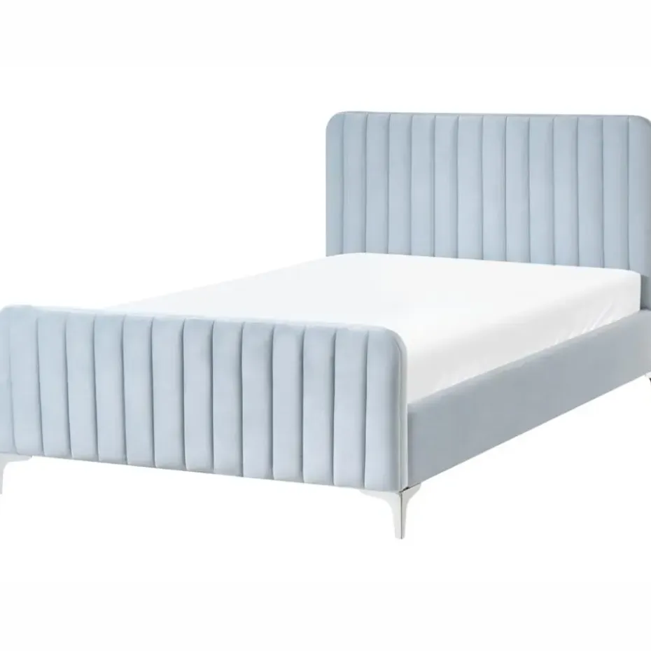 LUNAN - Tweepersoonsbed - Lichtblauw - 120 x 200 cm - Fluweel