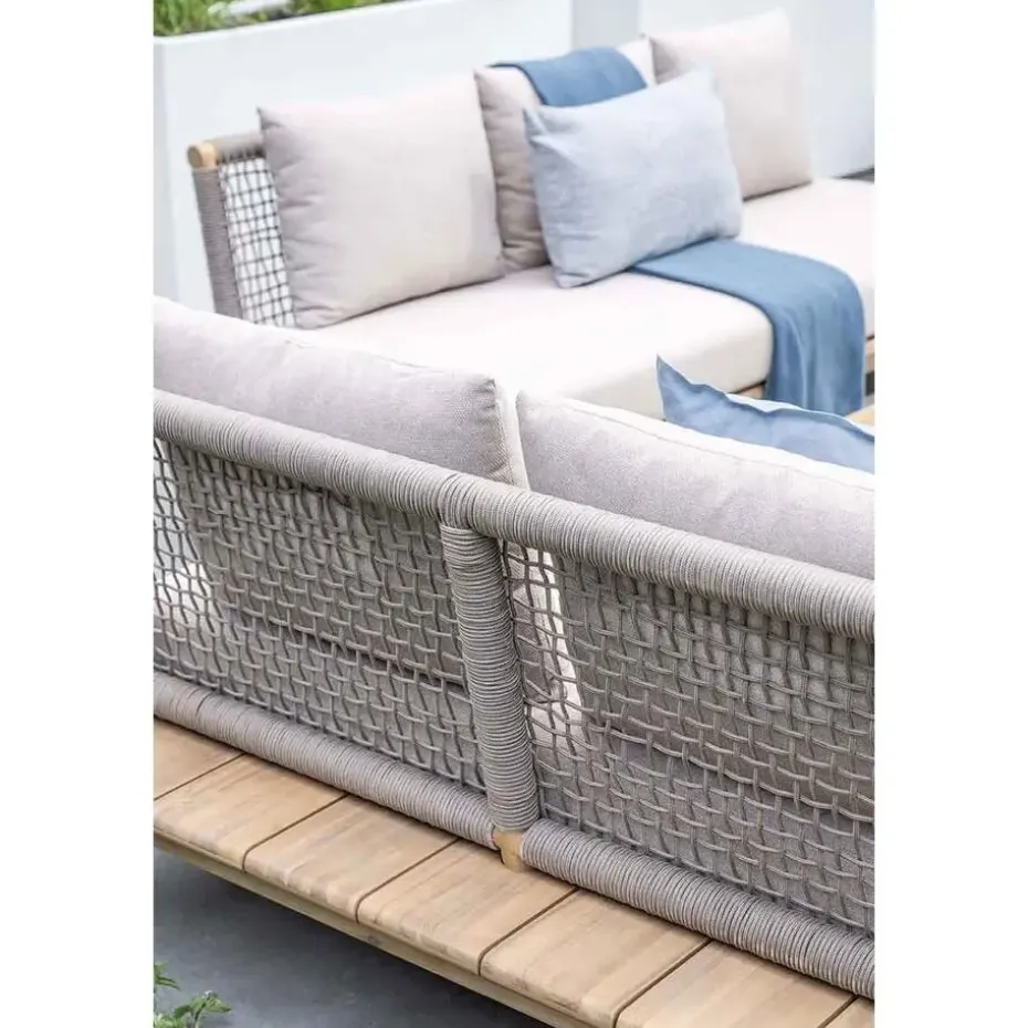 Lunar tweezitsbank - acaciahout met white wash - taupe - grey sand