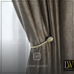 LW Collection Gordijnen bruin 245x290CM met haakjes Velvet 1 stuk