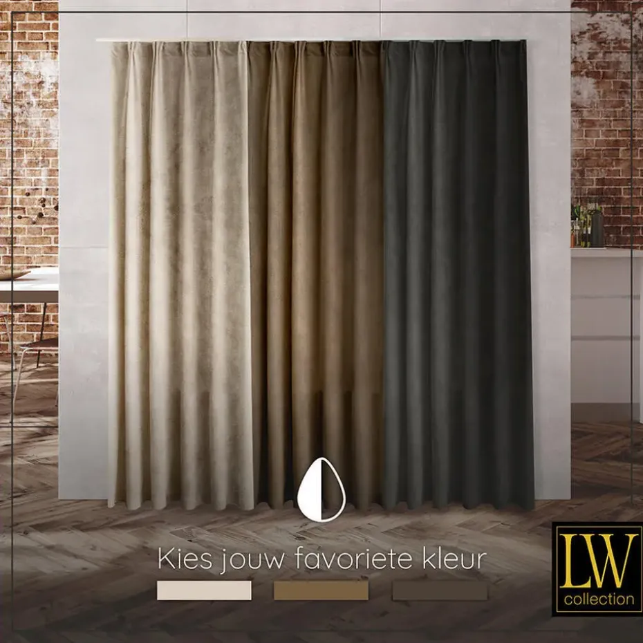 LW Collection Gordijnen bruin 245x290CM met haakjes Velvet 1 stuk