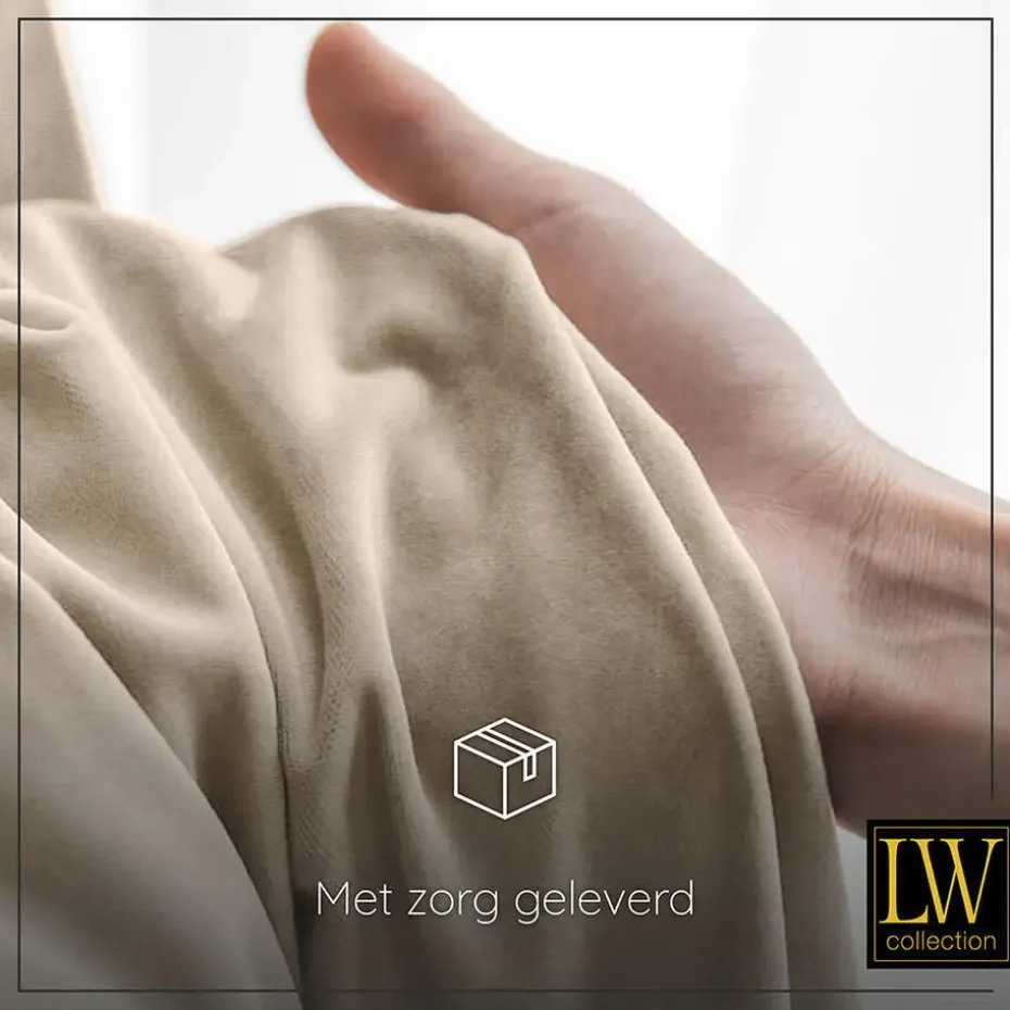 LW Collection Gordijnen beige 270x140CM met haakjes Velvet 1 stuk