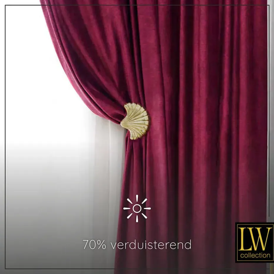 LW Collection Gordijnen Rood 245x290cm Velvet Kant en klaar 1 stuk